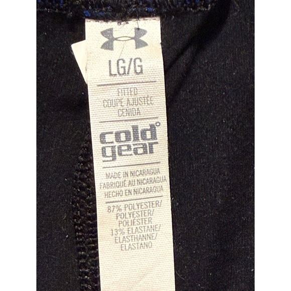 Under Armour ColdGear Womens Large Black Blue Fitted Compression Leggings - Picture 2 of 11
